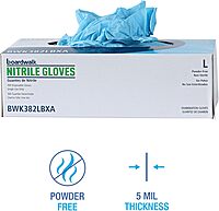 Boardwalk Disposable General-Purpose Powder-Free Nitrile Gloves, Large, Blue, 5mil, Box Of 100 Gloves