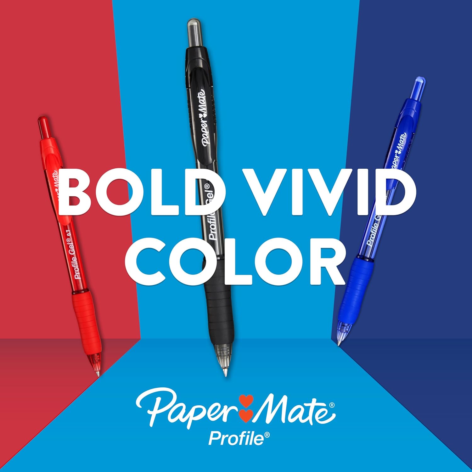 Paper Mate Profile Retractable Gel Pen, 0.7mm Medium Point, Blue Ink, 4 Count 1 Count (Pack of 1)