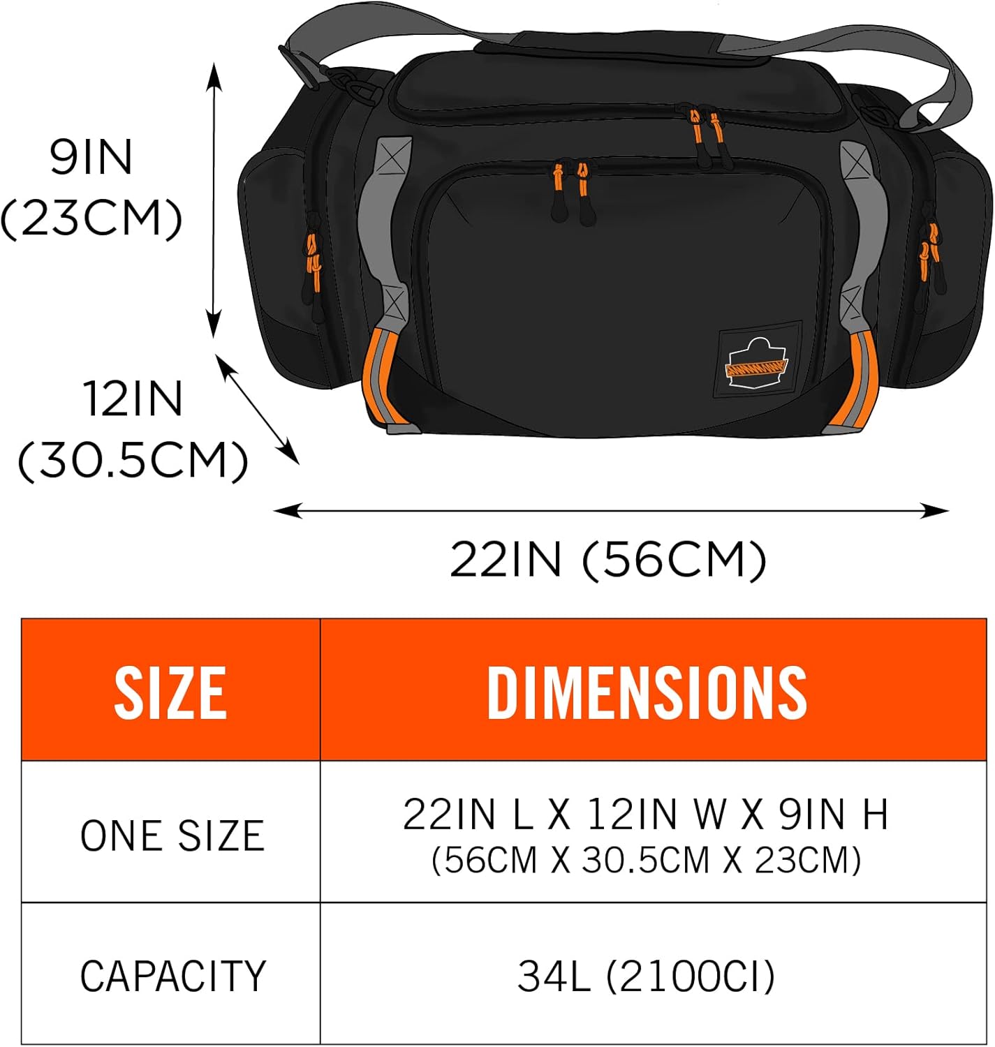 Ergodyne Arsenal 5189 Work Gear Duffel Bag, Black