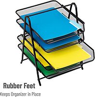 Mind Reader 5-Tier Paper Tray and 10 File Folders Desktop Organizer, 14-1/2inH x 14inW x 11-3/4inD, Black