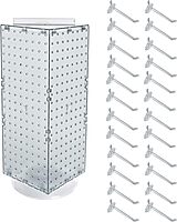 Azar Displays Four-Sided Revolving 8" W x 20" H Counter Pegboard Display with 24 Hooks