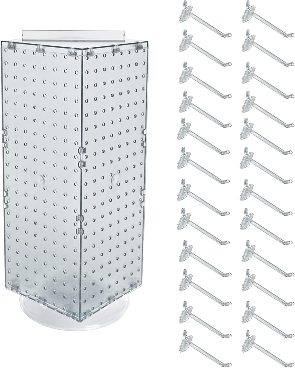 Azar Displays Four-Sided Revolving 8" W x 20" H Counter Pegboard Display with 24 Hooks