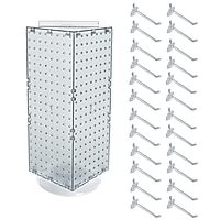 Azar Displays Four-Sided Revolving 8" W x 20" H Counter Pegboard Display with 24 Hooks