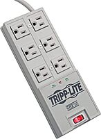 Tripp Lite 6 Outlet Surge Protector Power Strip, 6ft Cord, Right-Angle Plug, & $50,000 Insurance (TR-6) Grey