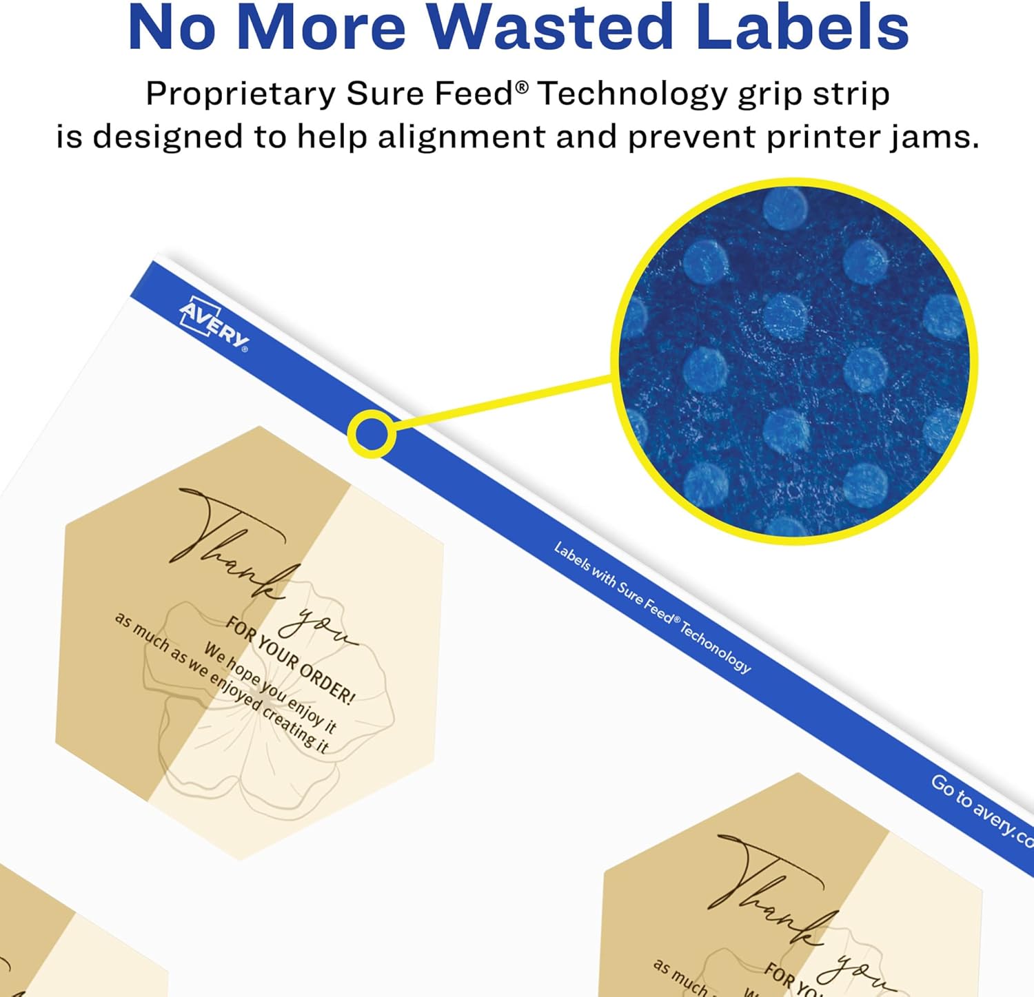 Avery Durable Waterproof Hexagon Labels, Sure Feed Technology, 2-1/2" x 2-57/64"