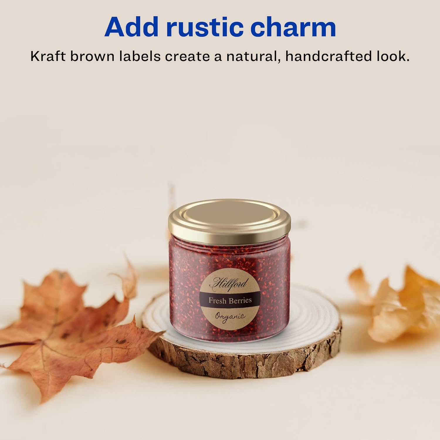 Avery Kraft Brown Round Labels, Sure Feed Technology, 1.75" Diameter, Print-to-The-Edge, Laser/Inkjet Printable