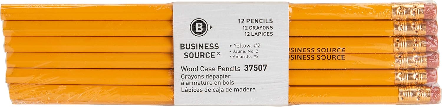 Business Source Unsharpened Woodcase No. 2 Pencils - Pack of 12 (37507), Yellow
