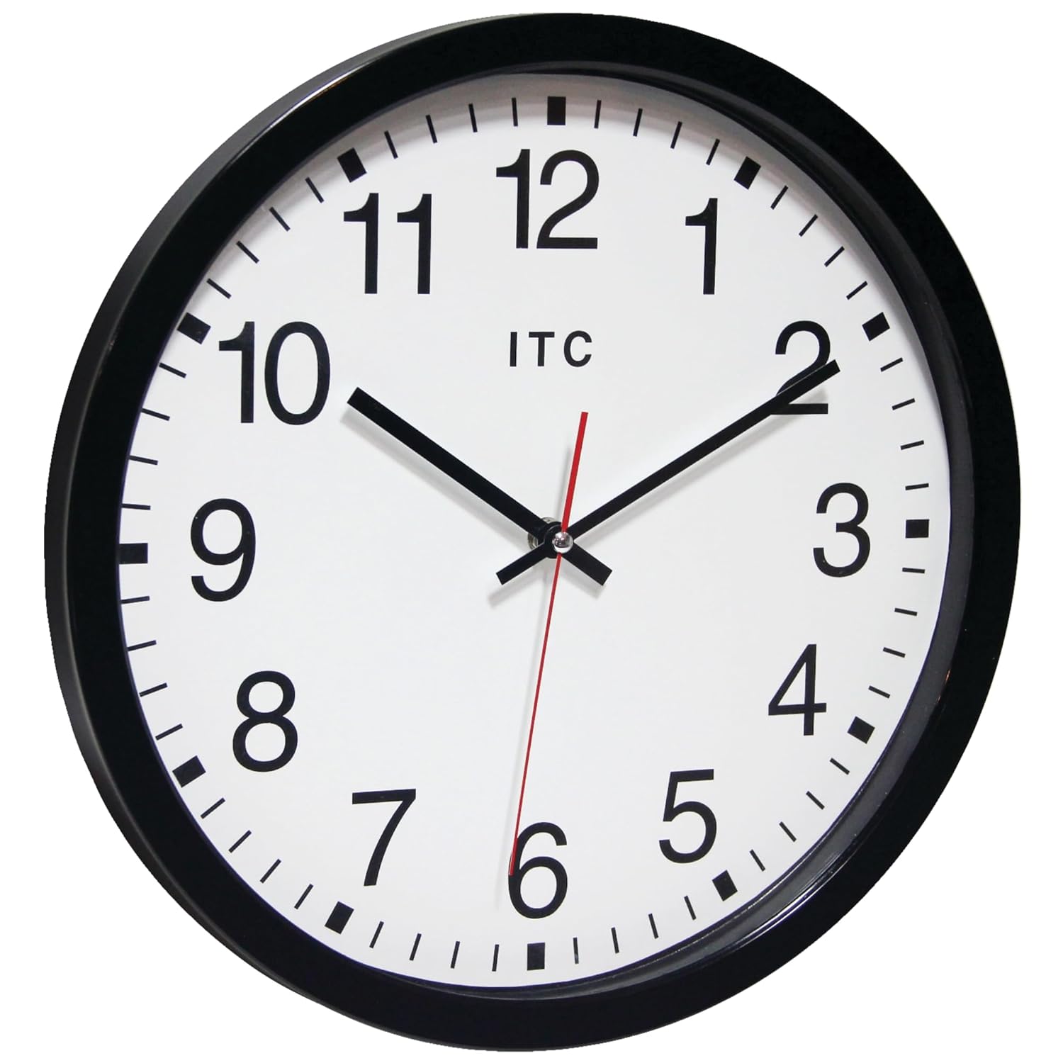 Infinity Instruments 14 inch Shatter Resistant Round Non-Ticking Silent Battery Operated Easy to Read Clock for Office