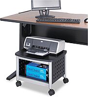Safco Scoot Under-Desk Printer Stand, 14-1/2inH x 20-1/4inW x 16-1/2inD, Black/Silver