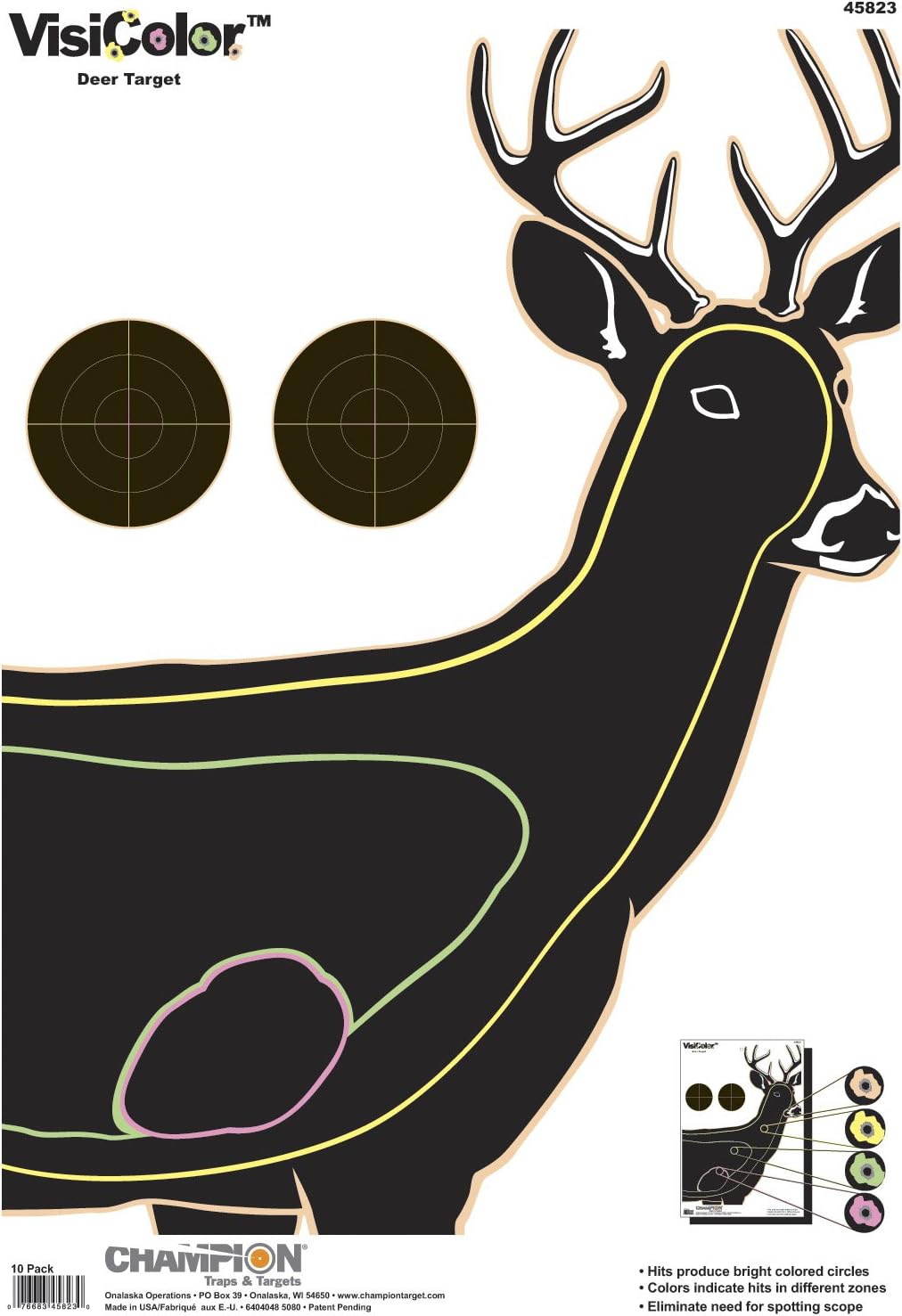 Champion VisiColor Adhesive Targets, Peel-and-Stick, 10 Pack
