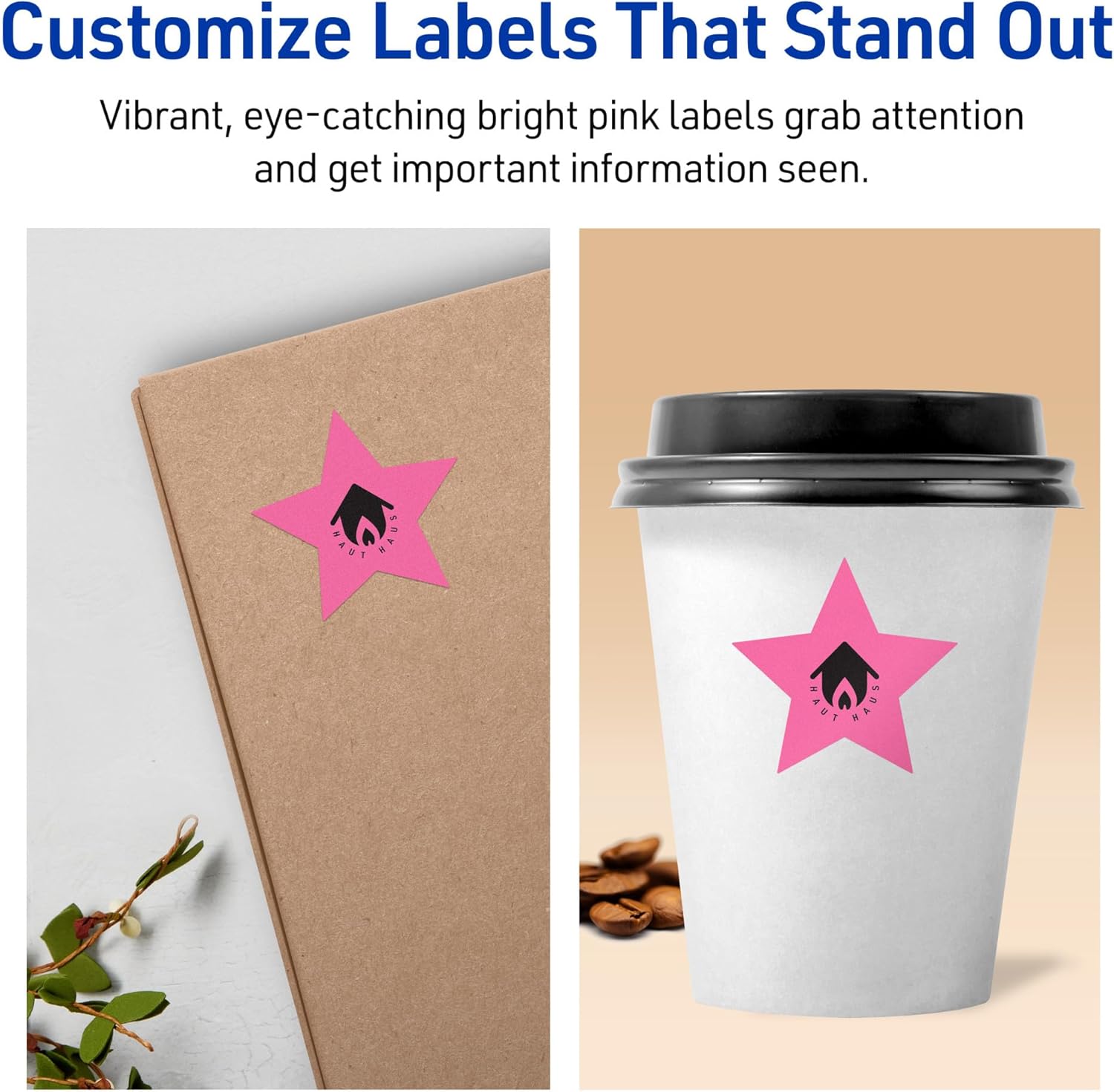 Avery Printable Star Labels, Sure Feed Technology, 2-1/4" x 2-3/8", Bright Pink, Print-to-The-Edge, Laser/Inkjet