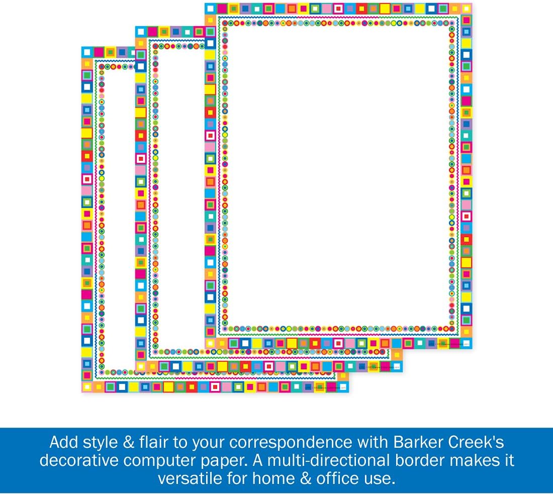 Barker Creek Retro Design Computer Paper, 8-1/2 x 11 Inches, 50 Sheets