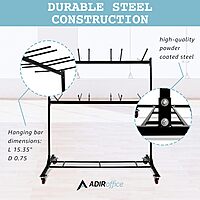 Alpine AdirOffice 1,000 Lb 2-Tier Steel Folding Chair Cart, 76-1/8inH x 67-3/4inW x 33-1/8inD, Black