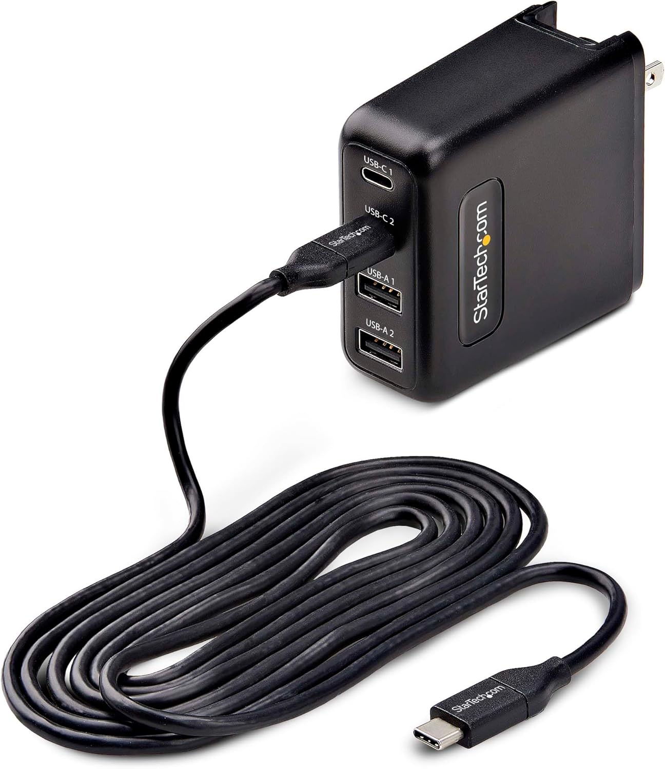 StarTech.com 100W USB-C Wall Charger, 2X USB-C/2x USB-A, USB PD 3.0, Fast Charging Portable GaN Charger