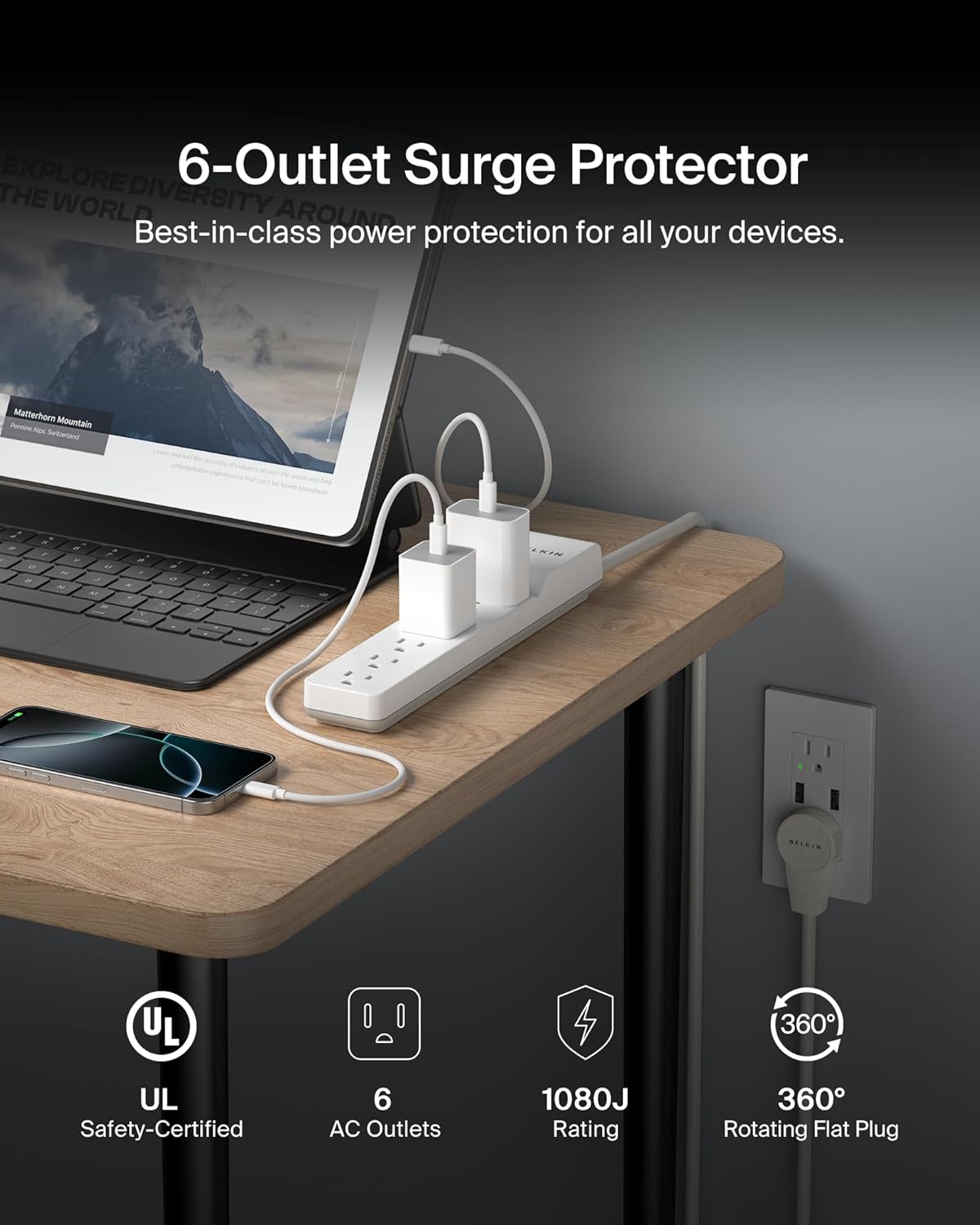 Belkin 6-Outlet Surge Protector Power Strip