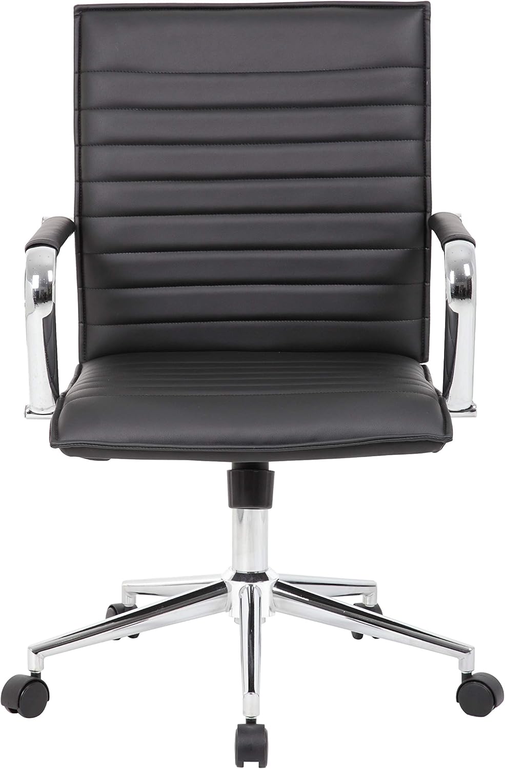 Boss Office Products Sleek Ribbed Vinyl Task Chair, Black