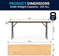 Flash Furniture Gael 6' Wood Folding Training and Event Table, Rectangular Folding Training Table with Smooth Clear Coated