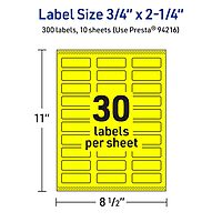 Avery Printable Rectangle Labels, Sure Feed Technology, 3/4" x 2-1/4", Neon Yellow, 300 Count