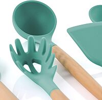 MegaChef 9-Piece Silicone and Wood Utensil Set with Ceramic Holder