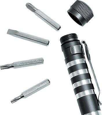 Kershaw TX-Tool (TXTOOL); 4.8 In. Single-Position Multifunction Magnetic Bit Driver; Includes T-6, T-8, T-10, #2 Phillips and Slotted Screwdriver Bit; 1.1 oz., Black