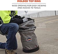 Ergodyne Arsenal 5973 Large Nylon Hoist Bucket Tool Bag - D-Rings, Zipper Top, Gray