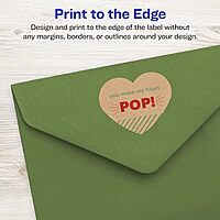 Avery Kraft Brown Heart Labels, Sure Feed Technology, 2-9/32" x 1-27/32", 180 Kraft Brown Labels, Print-to-The-Edge, Laser/Inkjet Printable 180 labels