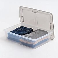 IRIS USA Plastic Storage Bin Tote Organizing Container with Latching Lid, Stackable and Nestable (28 Qt. - 6 Pack)