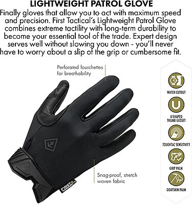 First Tactical Men’s Lightweight Patrol Glove with Goatskin Palm and Touchscreen Capability