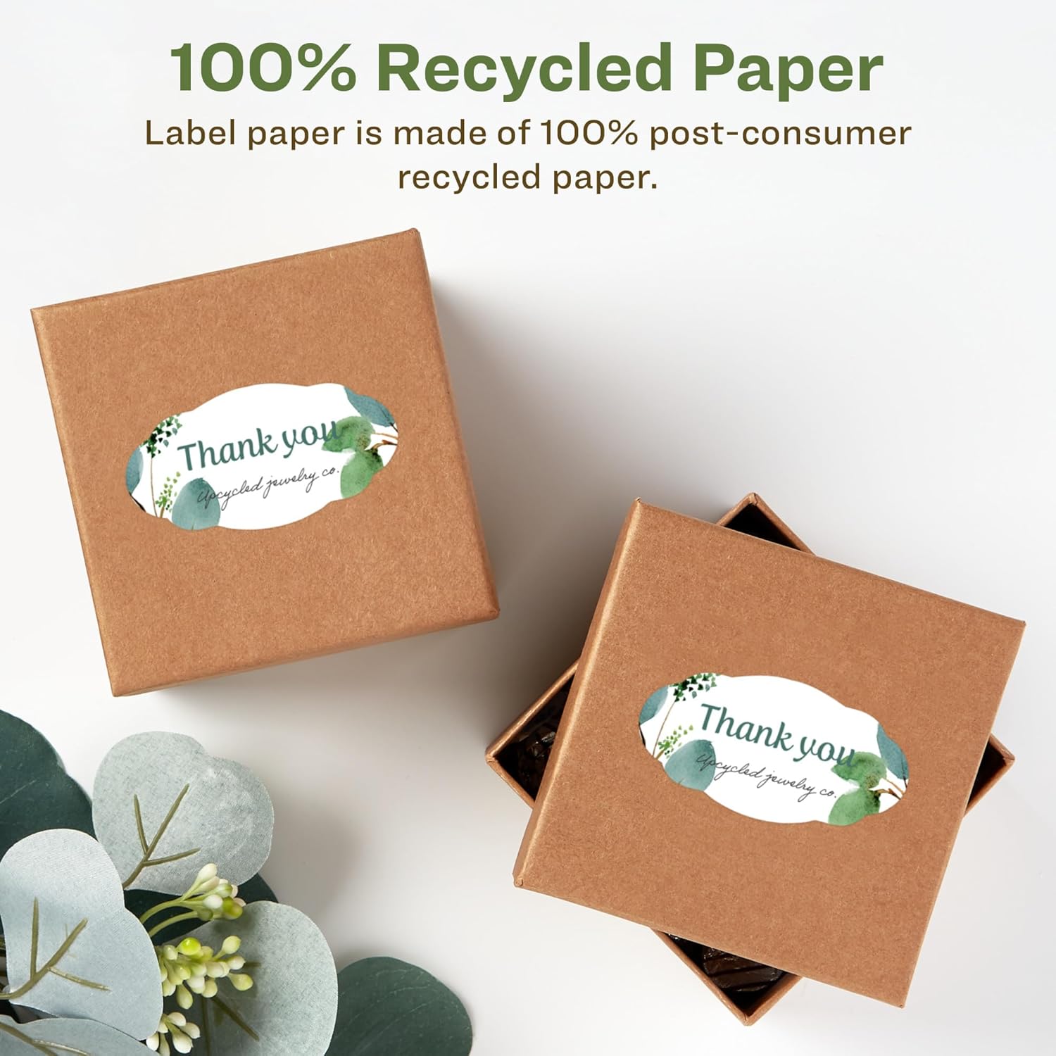 Avery EcoFriendly Matte White Recycled Oval Scalloped Labels, 1-1/8" x 2-1/4", Print-to-The-Edge, Matte White Labels