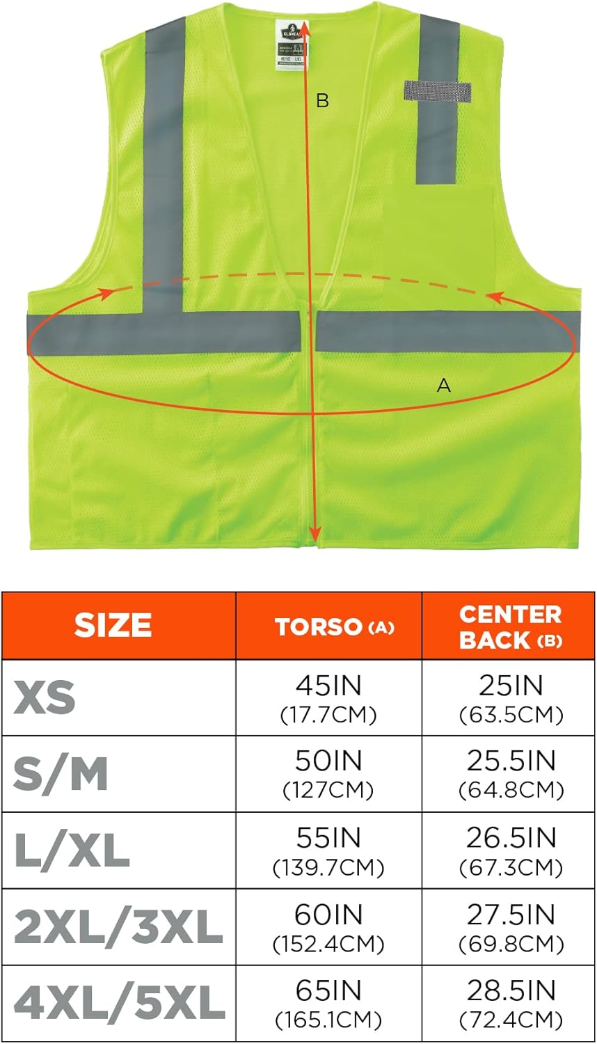 Ergodyne GloWear 8210Z ANSI Economy High-Visibility Reflective Safety Vest (Zipper Closure)