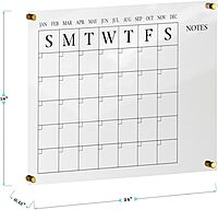 Martha Stewart Grayson Acrylic Wall Calendar and Notes Board with Dry Erase Marker