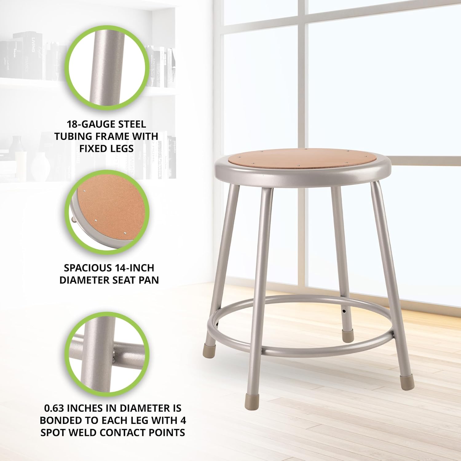 NATIONAL PUBLIC SEATING 6200 Series Heavy-Duty Steel Stool