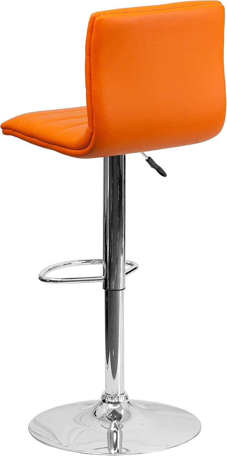 FLASH FURNITURE Vincent Adjustable Mid-Back Barstool with Vinyl Upholstery and Chrome Base