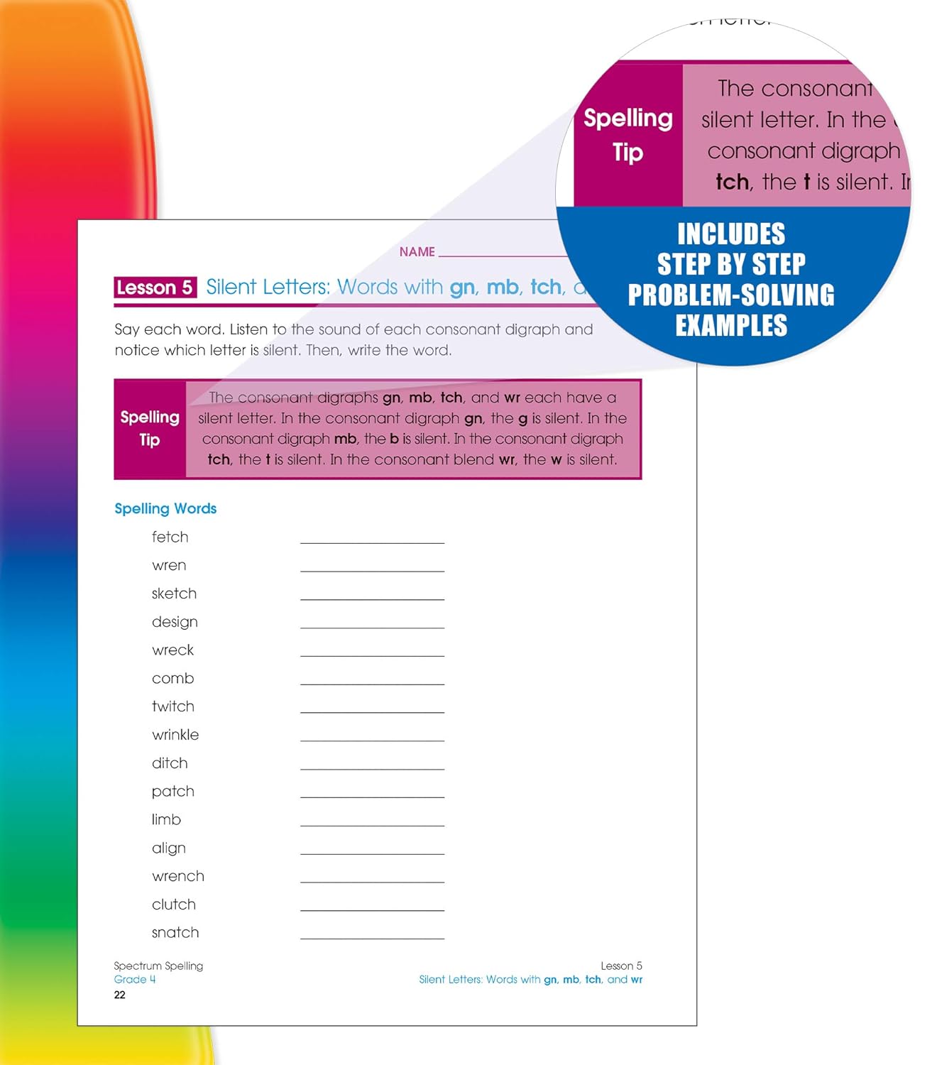 Spectrum Spelling Workbook Grade 4, Ages 9 to 10, 4th Grade Spelling Workbook, Handwriting Practice with Vowels, Diagraphs