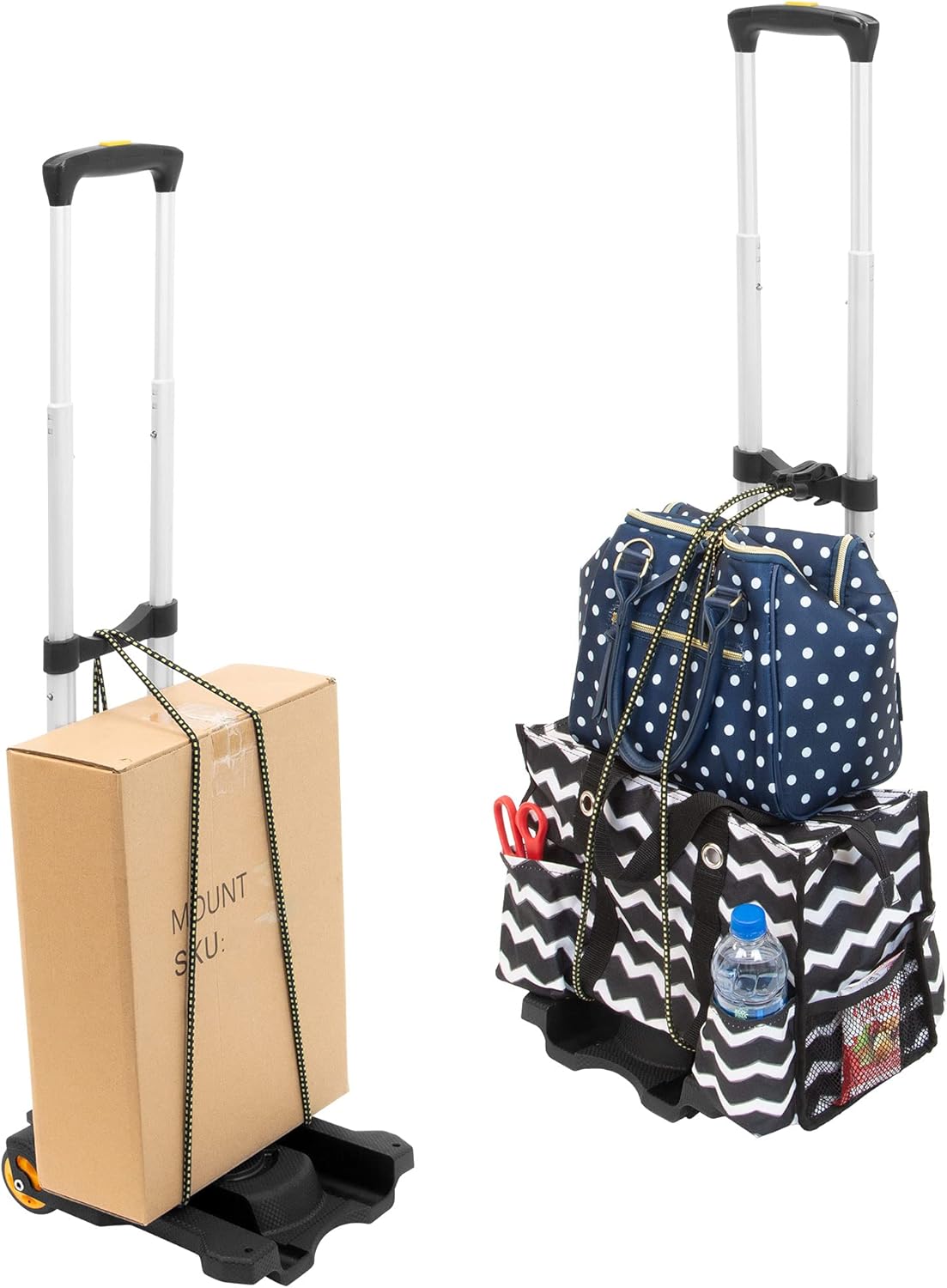 Mount-It! Luggage Cart with Wheels Foldable | Strong, Compact Luggage Cart Holds 77 Pounds - Carry Boxes