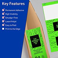 AVERY Printable Rectangle Labels, Sure Feed Technology, 3-1/4" x 8-3/8", Neon Green, Laser/Inkjet Printable