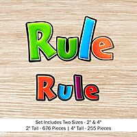 Barker Creek Letter Pop-Out Set, 2" & 4" Neon, Set Includes 255 4" and 676 2" Letters, Numbers & Punctuation Marks