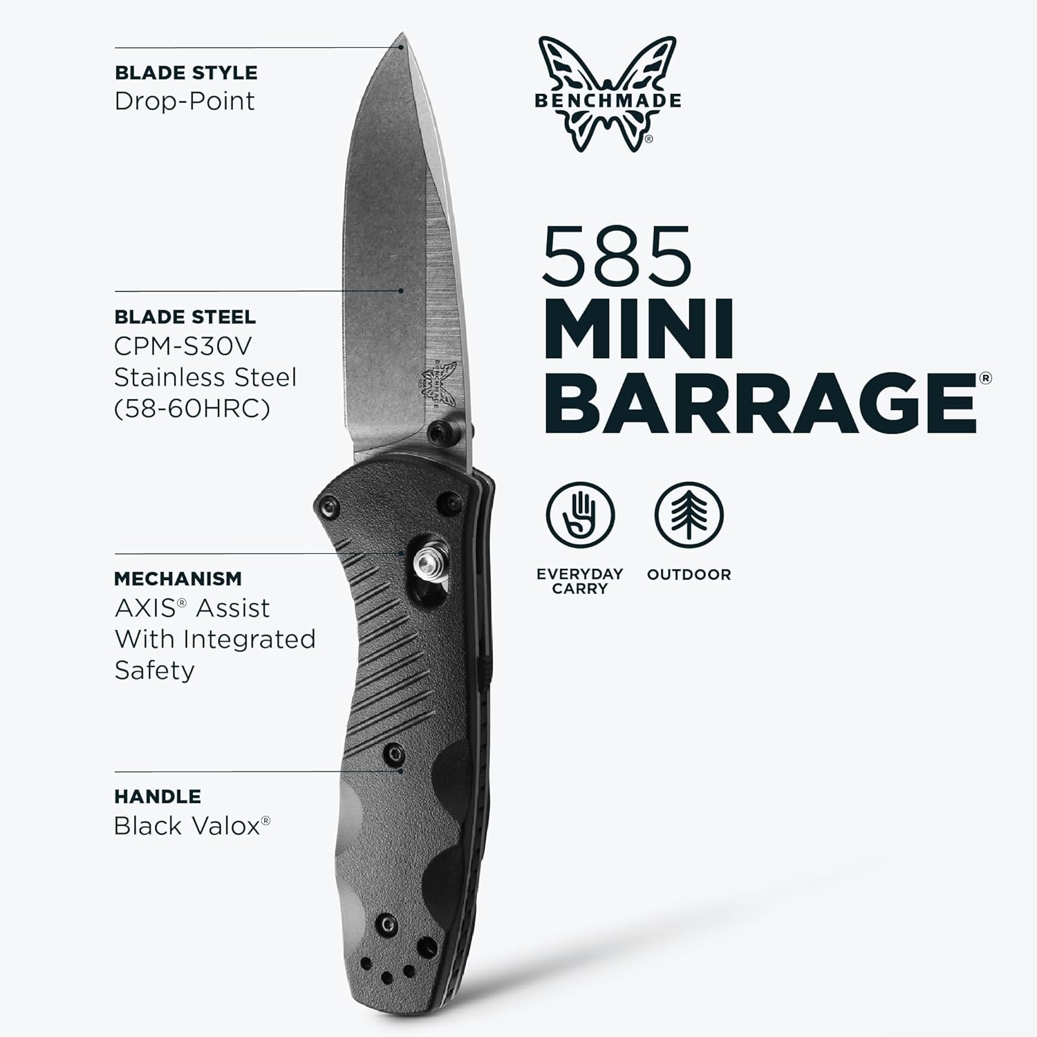BENCHMADE Mini Barrage 585 EDC Folding Knife