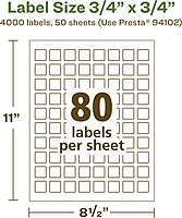 AVERY EcoFriendly Matte White Recycled Square Labels, 3/4" x 3/4", Print-to-The-Edge