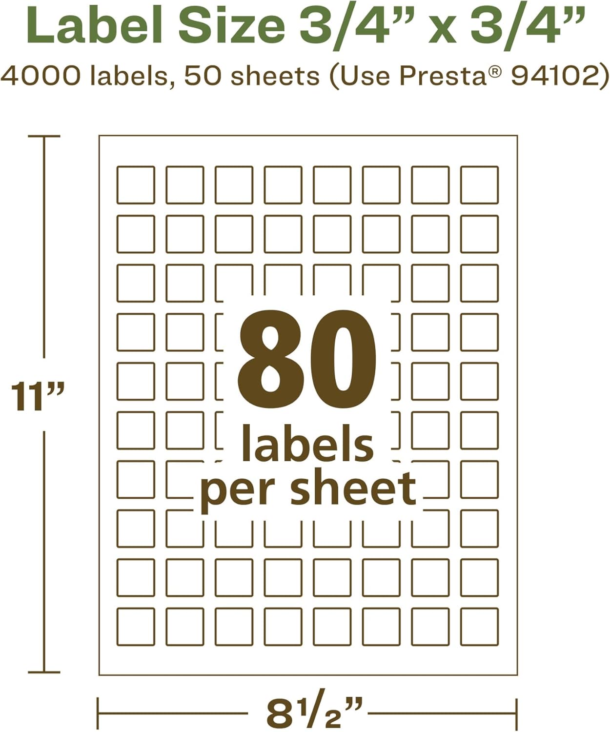 AVERY EcoFriendly Matte White Recycled Square Labels, 3/4" x 3/4", Print-to-The-Edge