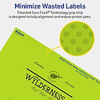 Avery Printable Rectangle Labels, Sure Feed Technology, 4" x 5", Bright Green Labels, Print-to-The-Edge, Laser/Inkjet Printable, 20 Total, Great for Shipping and Packaging 20 labels