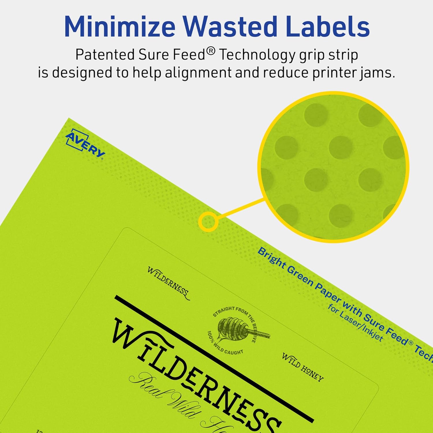 Avery Printable Rectangle Labels, Sure Feed Technology, 4" x 5", Bright Green Labels, Print-to-The-Edge