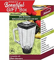 Brentwood P-OST722 Replacement Glass Jar Set, 42 Oz (0.33 Gal), 6-Piece, Clear, Fits Oster Blenders