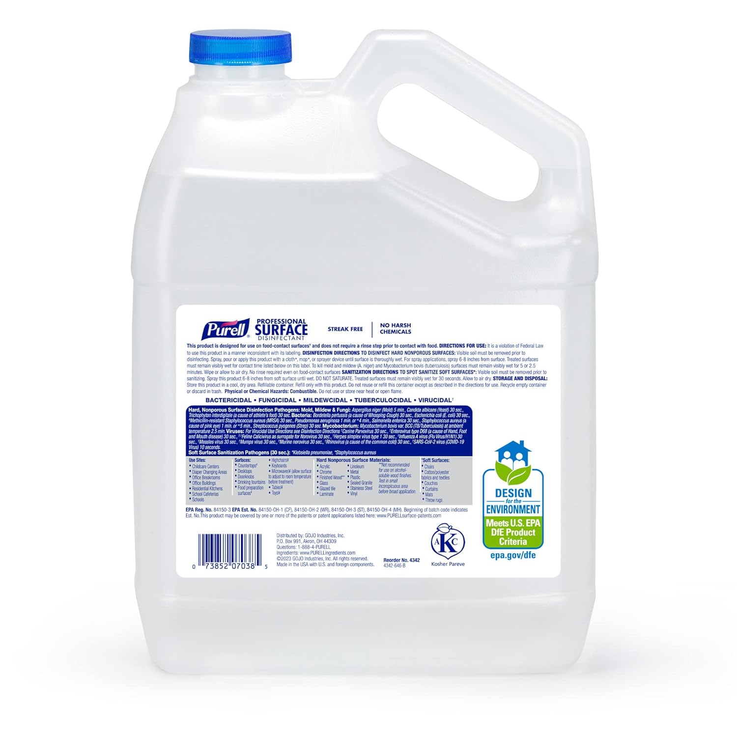 Purell Professional Surface Disinfectant, Citrus Scent, 1 Gallon Surface Disinfectant Pour Bottle Refill - 4342-04
