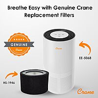 Crane Genuine Air Purifier Replacement Filter For Model EE-5068, HS-1946 HEPA Air Filter Replacement, Pack Of 1