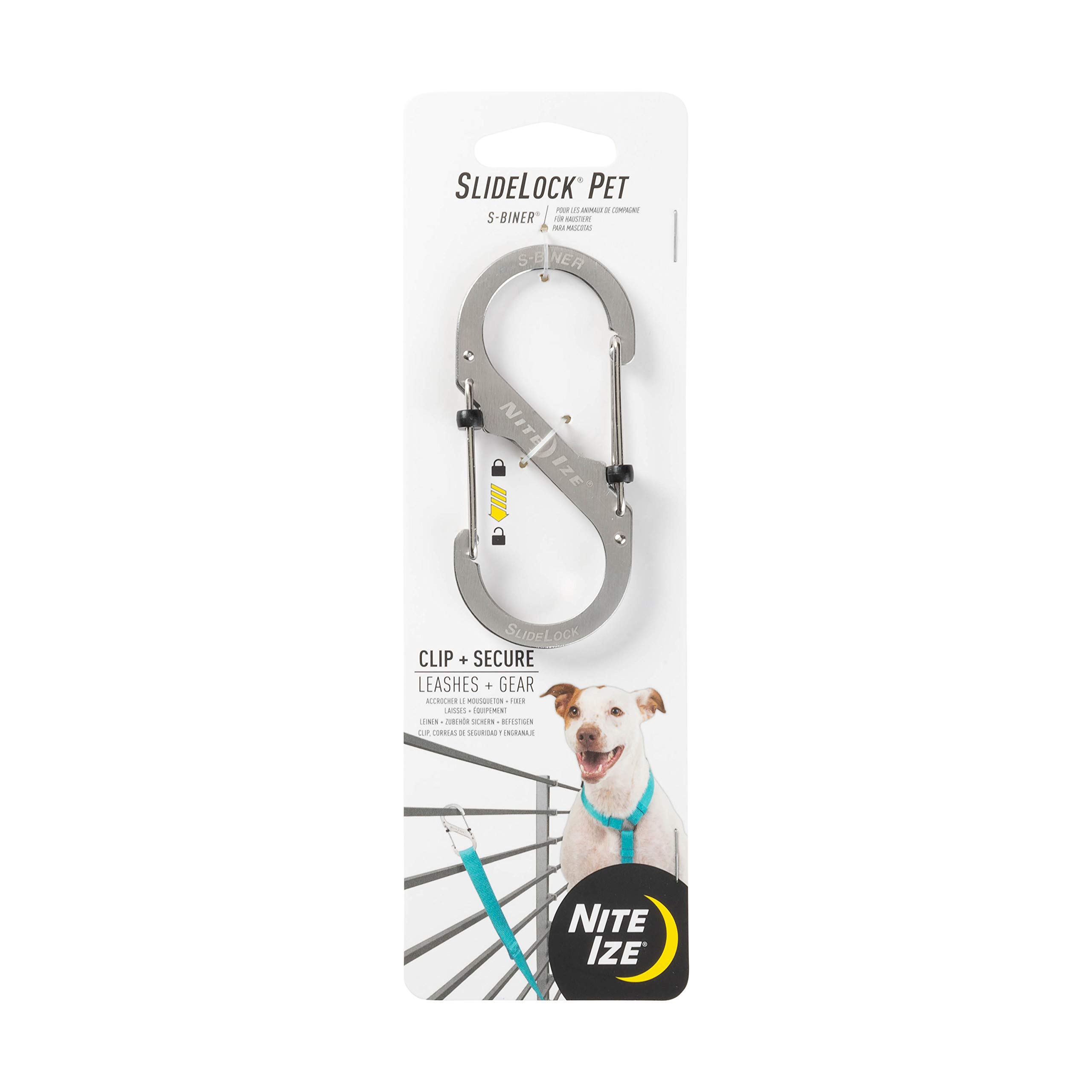 Nite Ize SlideLock Pet S-Biner, Stainless Steel Locking Carabiner for Leash and Gear