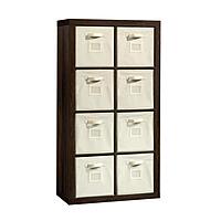 Sauder Stow-away Cube Storage 8-Cube Organizer/Pantry cabinets, Smoked Oak finish