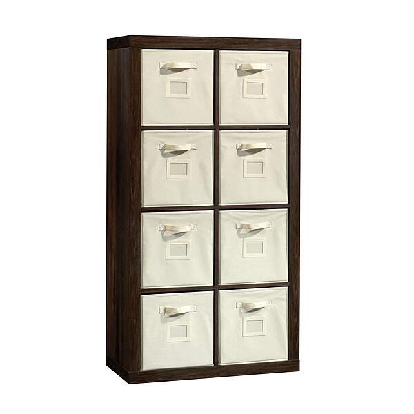 Sauder Stow-away Cube Storage 8-Cube Organizer/Pantry cabinets, Smoked Oak finish