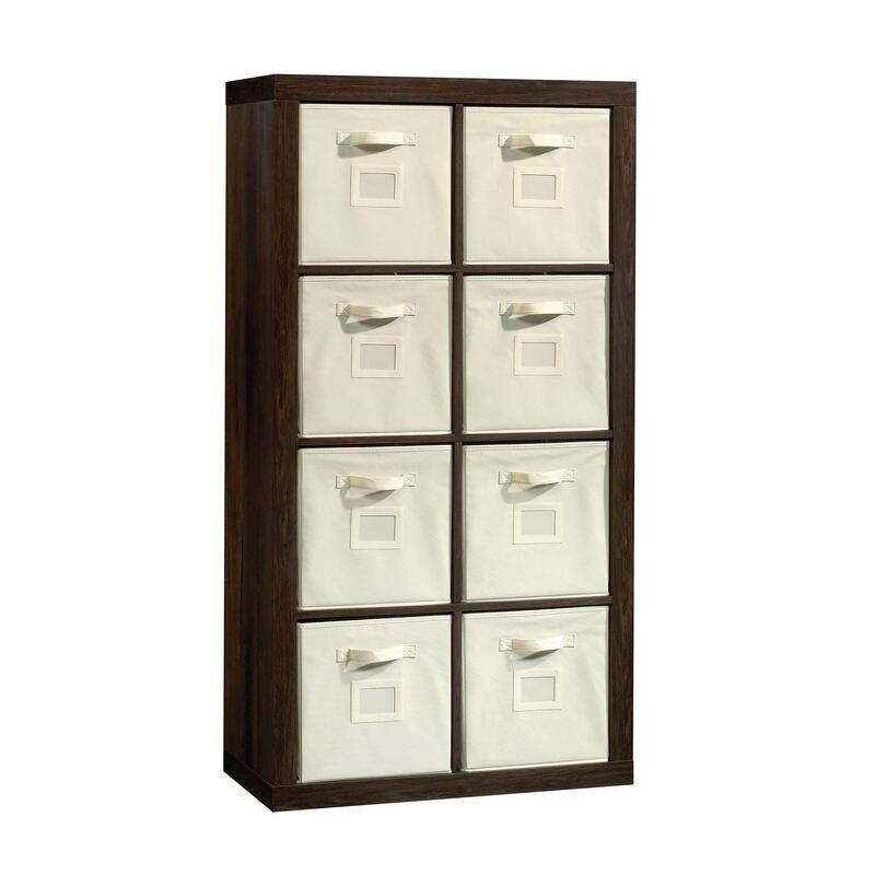 Sauder Stow-away Cube Storage 8-Cube Organizer/Pantry cabinets, Smoked Oak finish