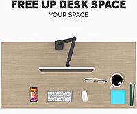 Fellowes Platinum Series Single Monitor Arm for 40-Inch Monitors, Full Motion, 360° Rotation, VESA Mount with Grommet or Clamp, USB Ports, Ergonomic, Black, 8043301